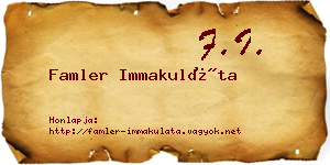 Famler Immakuláta névjegykártya